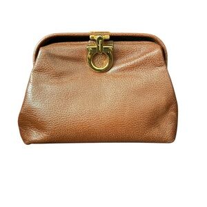 Salvatore Ferragamo Tan Leather Clutch